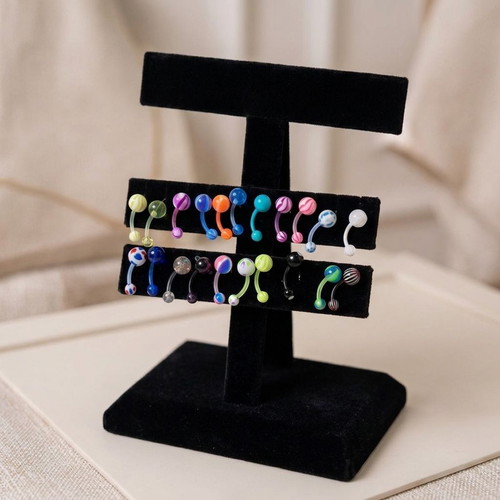 Set of 10 Multicolor Navel Piercings, Pop Style