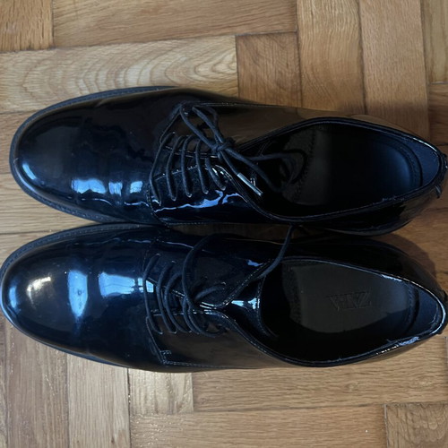Zara black patent leather men's dress shoes size 44