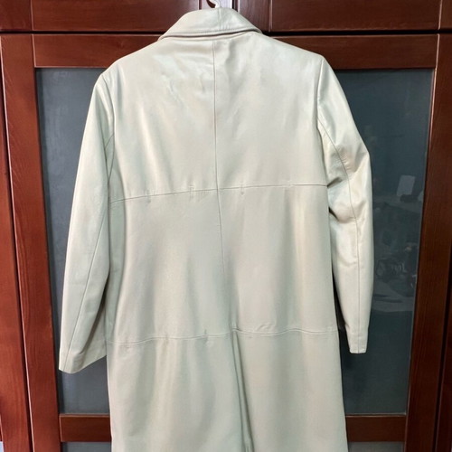 Women's leather coat ecru used, size M