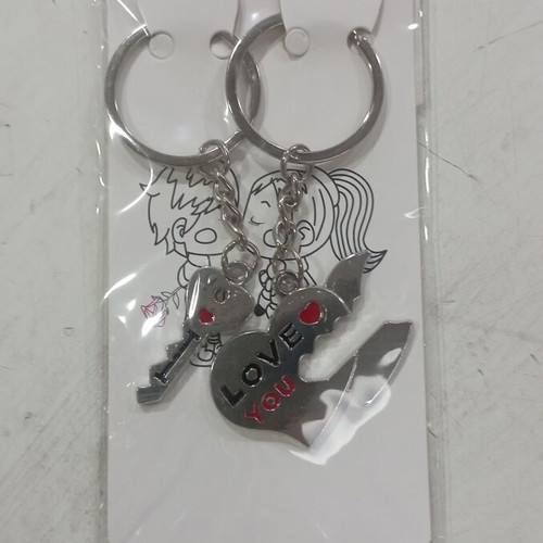 I Love You keychain pair new, gray and silver
