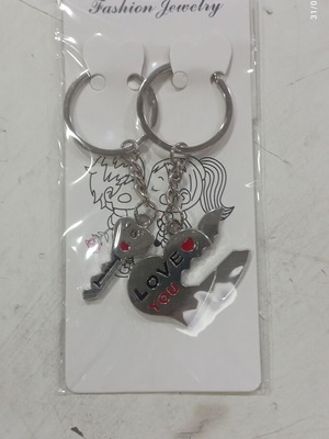 I Love You keychain pair new, gray and silver