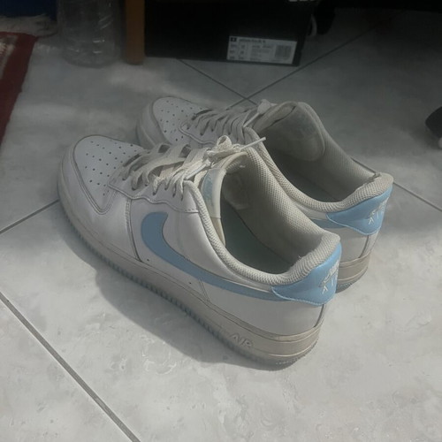 Nike Air Force 1 White Light Blue size 45 like new with Anti-Creasers