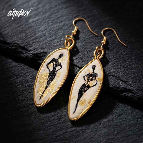 EnVogue earrings new with abstract design, handmade, Apefthon