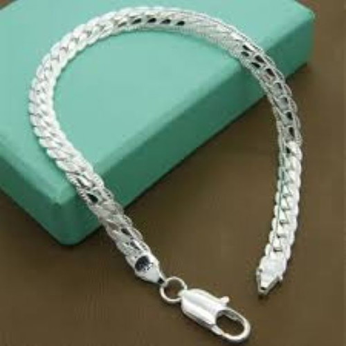 Bracelet chain snake design 18 cm new, silver plated
