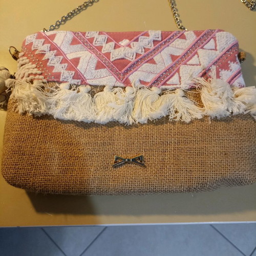 Achilleas Accessories boho style straw clutch bag new