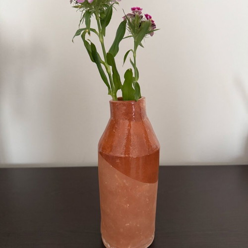 Handmade ceramic vase red brown new
