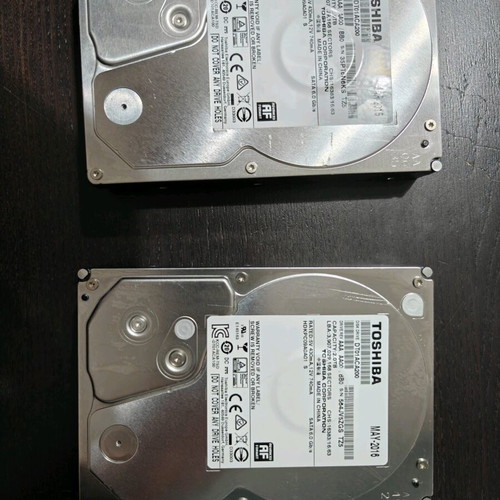 Toshiba 3.5" 2TB SATA HDDs used, pack of 2