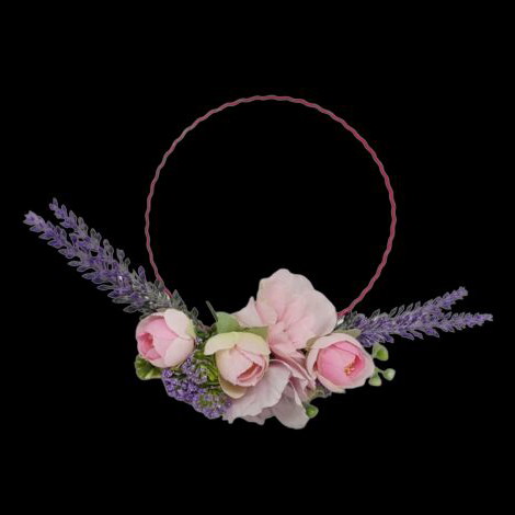 Spring wreath 12 cm with pink and purple flowers, new