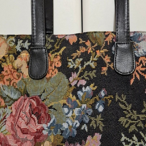 Floral Tapestry Tote Handbag used, multicolor, 33x22x10cm