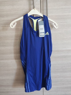 Adidas blue sleeveless top with built-in bra, new, size S