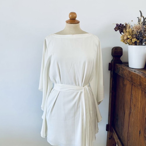 Relish short dress tunic with puff sleeves, adjustable length