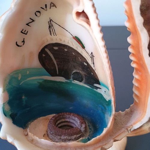 Handmade shell table lamp used