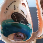 Handmade shell table lamp used