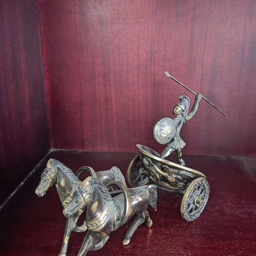 Achilles chariot used bronze decorative 18cm