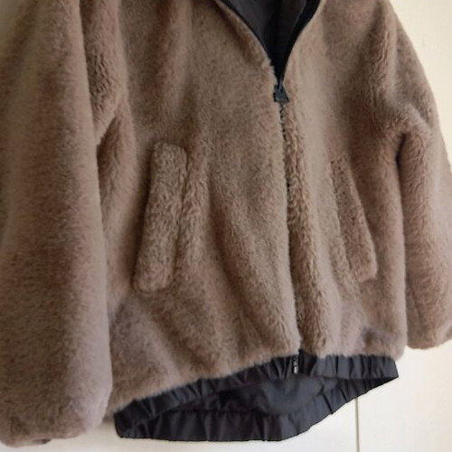 Zara fur coat for girls beige like new, size 140 cm
