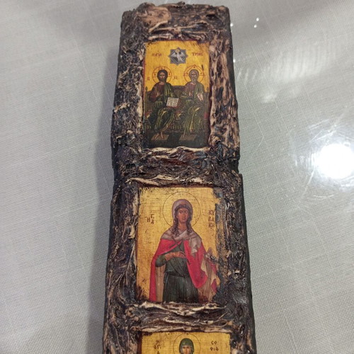 Byzantine Icon Composition 41x10 cm, new, hand-finished wood