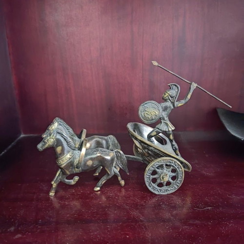 Achilles chariot used bronze decorative 18cm