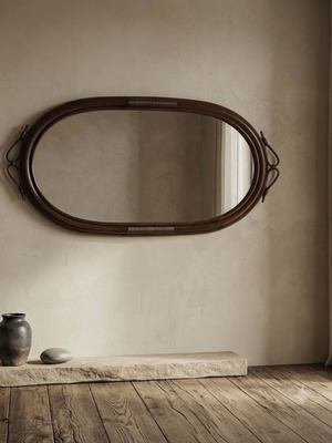 Bamboo mirror used, dimensions 1.10 x 0.54 m