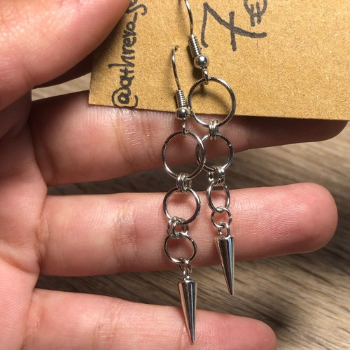Handmade gothic punk rock grunge earrings new silver