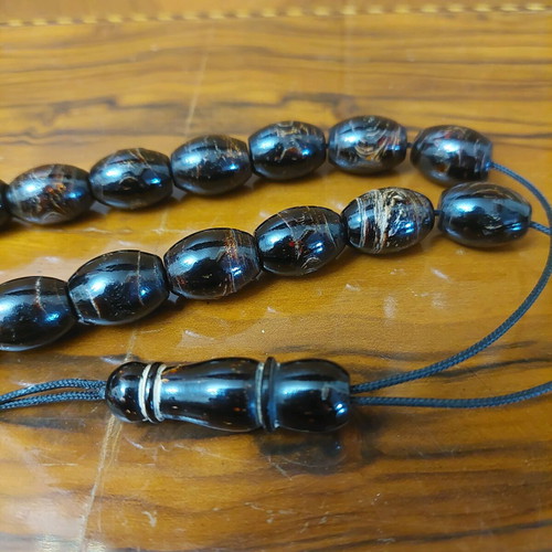 Yiousouri Worry Beads (Black Coral) New with 21+1 Beads and Papa