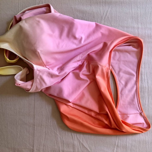 H&M one-piece swimsuit XL, yellow pink orange gradient