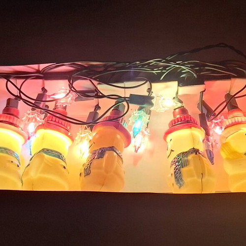 Vintage Skip snowmen Christmas lights like new