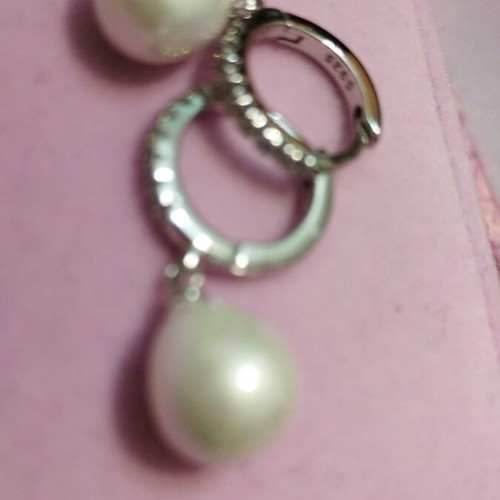 Silver earrings hoops with freshwater pearls new