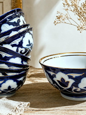 Σοβιετικό σετ πορσελάνης Pahta Gul γυαλιστερό cobalt blue, σαν καινούργιο