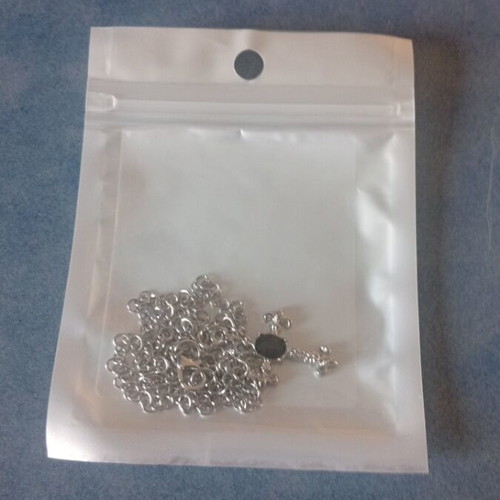 Y2K Necklace with Black Heart Pendant on Silver Chain new