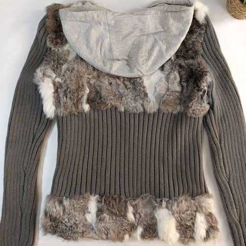 On Line women's cardigan with faux fur like new, grey and brown