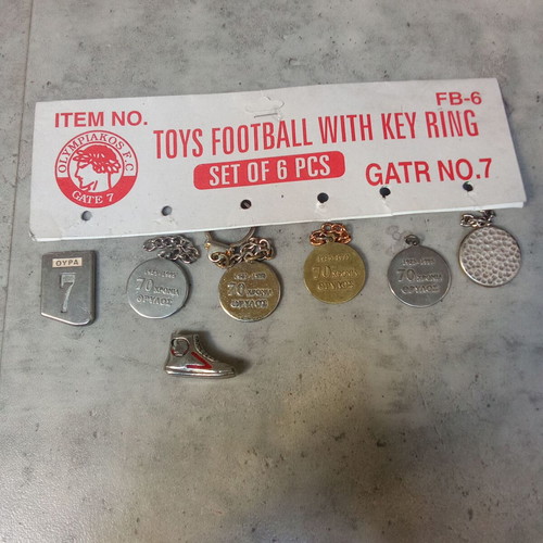 Olympiakos Gate 7 Keychain Set used, 7 pieces from 1990s