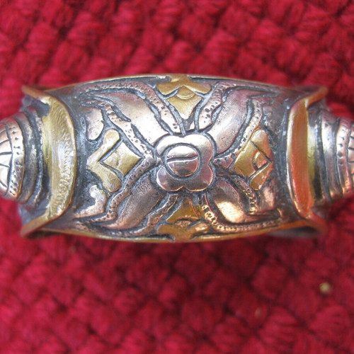 Antique bracelet used, handmade silver with rich craftsmanship