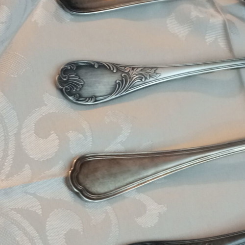 Christofle Marley silver plated forks set 44 pieces used, inox knives
