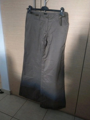 Shiny bell-bottom pants new, size Large, green and gold