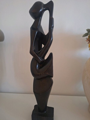 African ebony sculpture abstract figure used, vintage hand-carved
