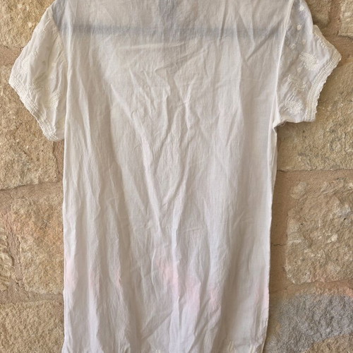 Mango White Cotton Embroidered V-Neck Tunic Dress like new