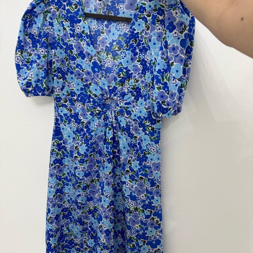 Floral short dress like new, size S, blue