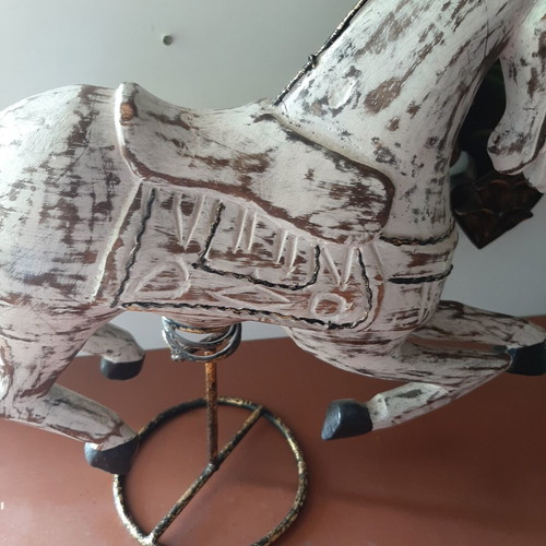 Large vintage wooden decorative horse