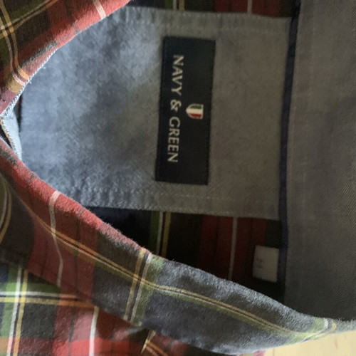 Navy & Green men's plaid shirt size M, like new