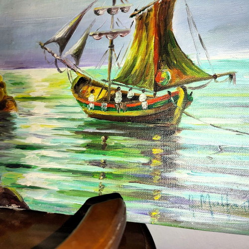 Painting on canvas used 40x30cm with landscape