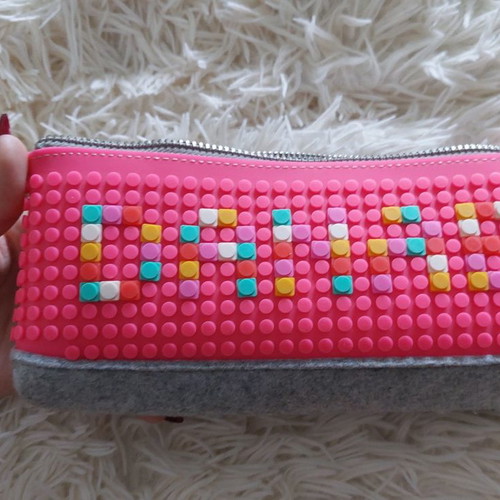 Upixel pencil case used pink school with 57 pixels