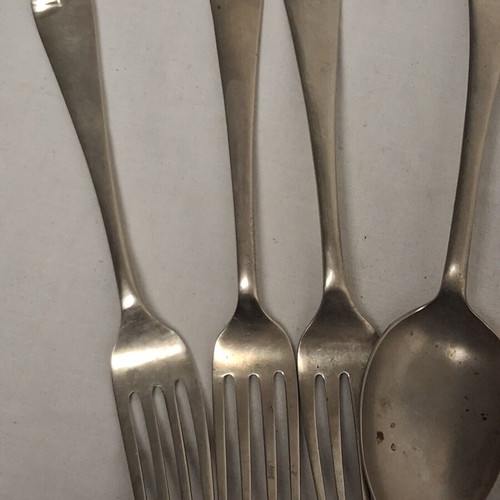 British military cutlery set WW2 used, 7 pieces, Broad Arrow
