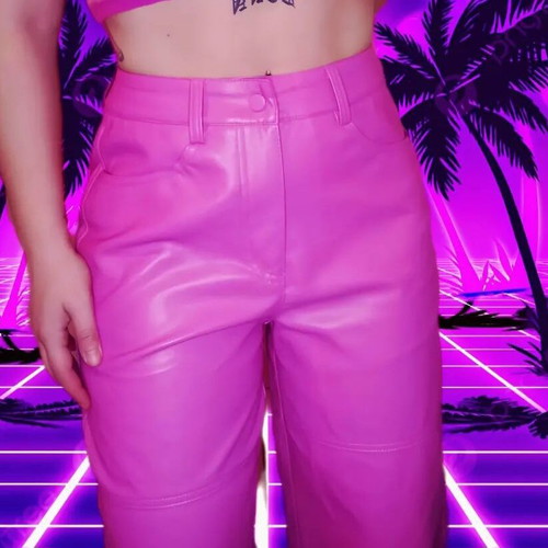 LeGer PU leather cropped pants new, pink, size S