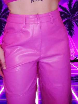 LeGer PU leather cropped pants new, pink, size S