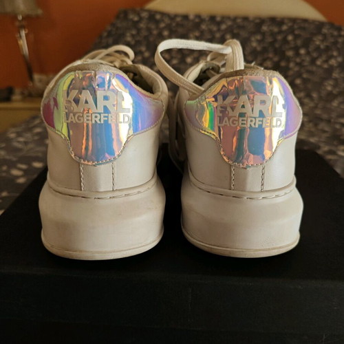 Karl Lagerfeld sneakers used, white silver iridescent size 39