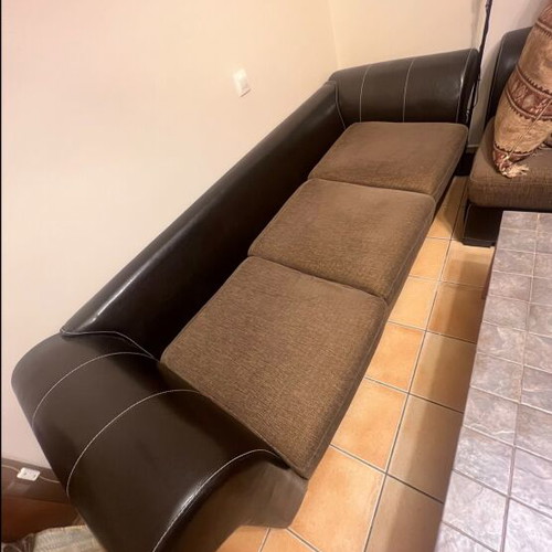Three-seater corner sofa with leather armchair like new
