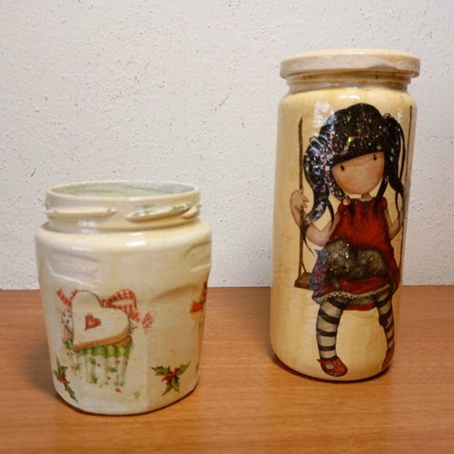 Glass jars for decor and use, set of two