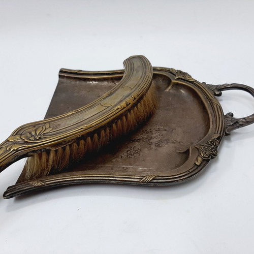 Antique bronze hand brush and dustpan set