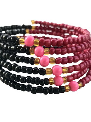 Multilayer bracelet red black with seed beads new