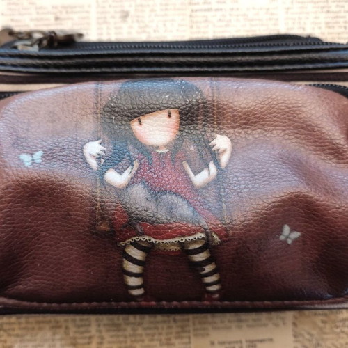 Santoro toiletry bag used with 3 compartments, black and brown